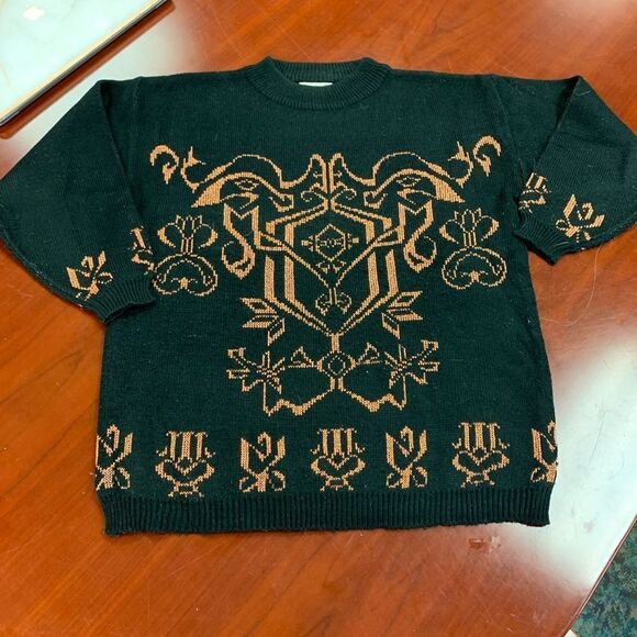 Vintage Margules Metallic Thread Black Sweater L - Picture 1 of 3